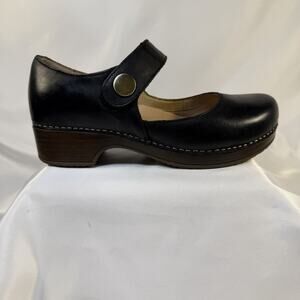 Dansko Beatrice Mary Jane Clogs Black Leather EU 38 US 7.5